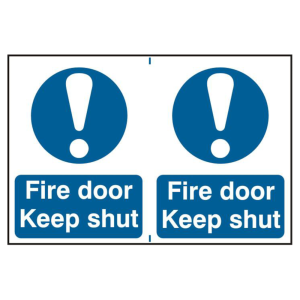 ASEC `Fire Door Keep Shut` 200mm x 300mm PVC Self Adhesive Sign - 2 Per Sheet