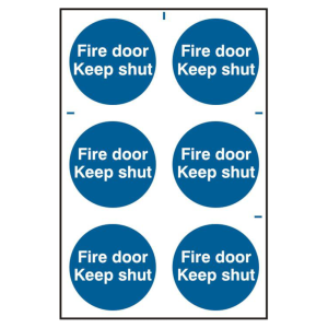 ASEC `Fire Door Keep Shut` 200mm x 300mm PVC Self Adhesive Sign - 6 Per Sheet