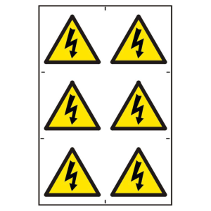 ASEC Electrical Warning Symbol 200mm x 300mm PVC Self Adhesive Sign - 6 Per Sheet